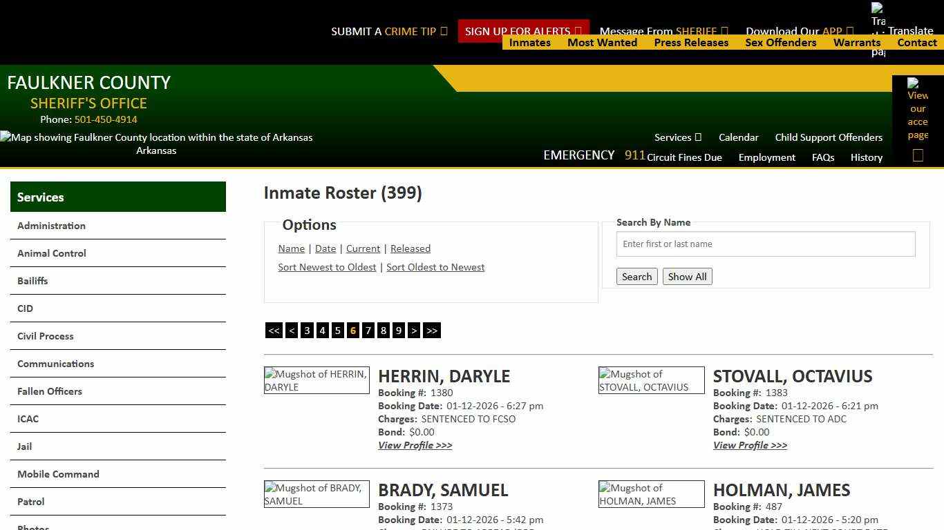 Inmate Roster - Page 6 Current Inmates Booking Date Descending - Faulkner County Sheriff's Office