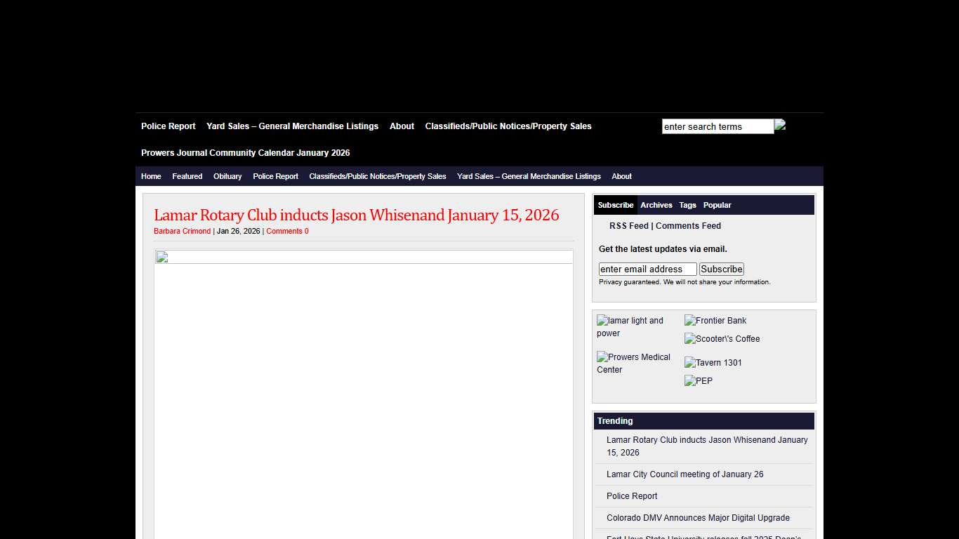 Lamar Rotary Club inducts Jason Whisenand January 15, 2026 : The Prowers Journal