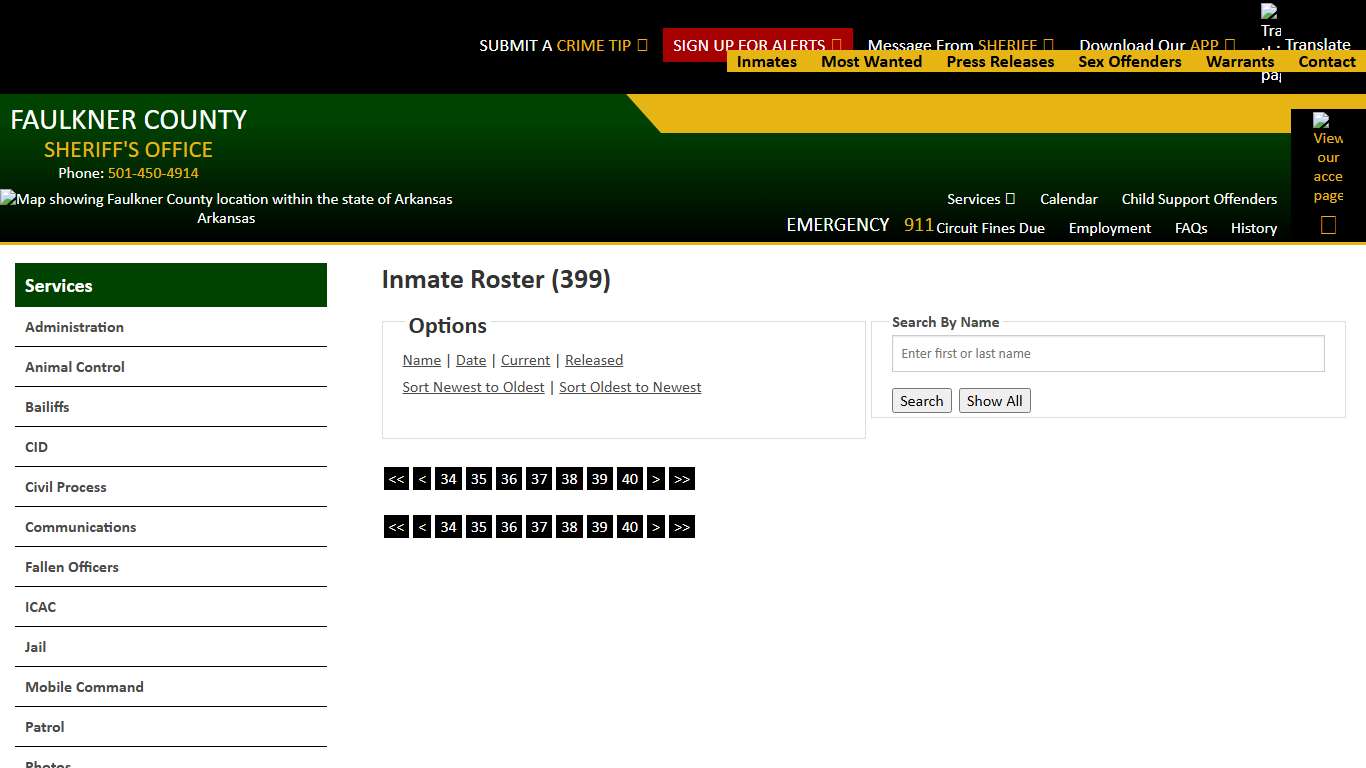 Inmate Roster - Page 41 Current Inmates Booking Date Ascending - Faulkner County Sheriff's Office