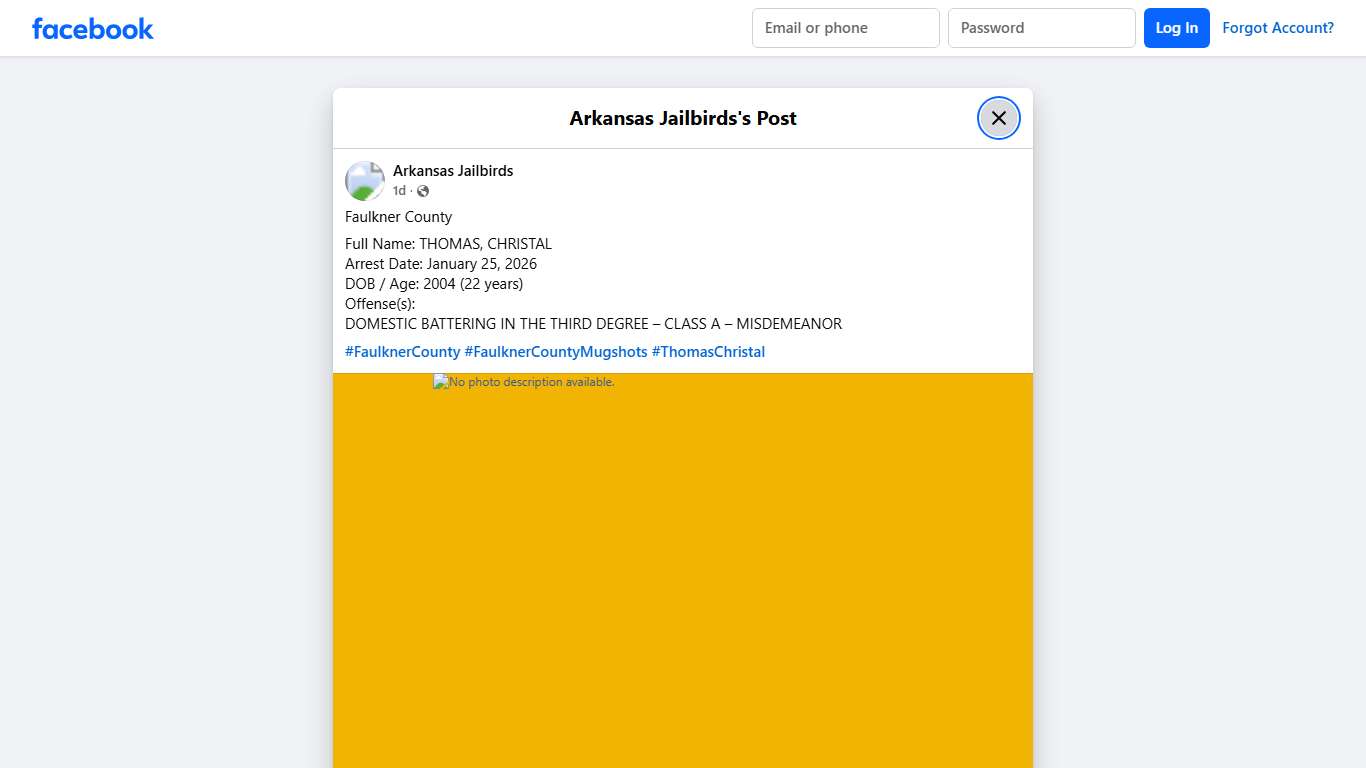 Faulkner County Full Name: THOMAS,... - Arkansas Jailbirds Facebook